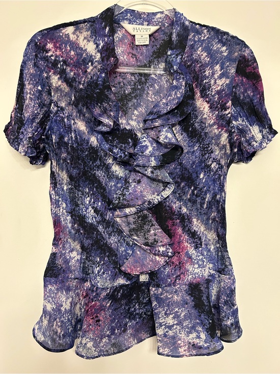 Allison Taylor Tops - Y2K Allison Taylor Purple & Pink Ruffle Short-Sleeve Blouse Size M